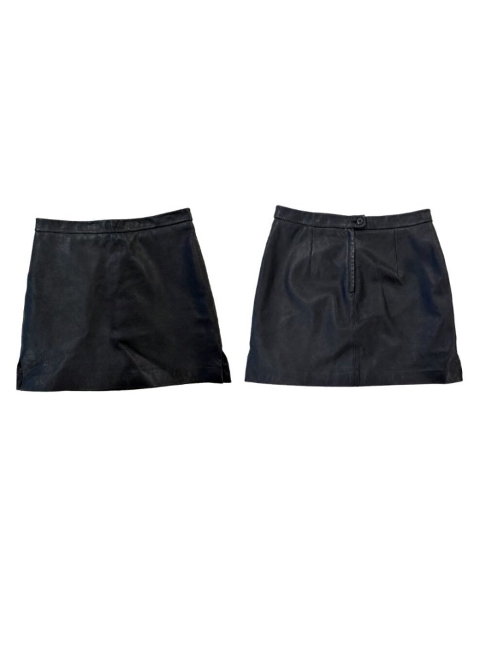 BCBGMAXAZRIA Black Genuine Leather Mini Skirt S